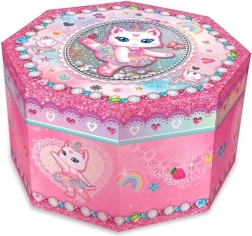 ośmiokątna pozytywka-szkatułka – kotka baletnica