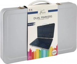 Zestaw dwustronnych markerów 36 szt. w metalowej walizce