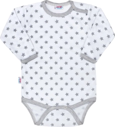 New Baby Classic II szare niemowlęce body z gwiazdkami