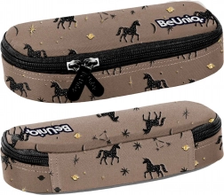 Paso szkolny piórnik jednokomorowy brązowy z jednorożcem