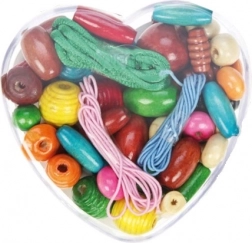 Lena drewniane perły w pudełku serduszko