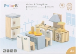 Drewniany zestaw mebli do domku dla lalek Kuchnia i jadalnia