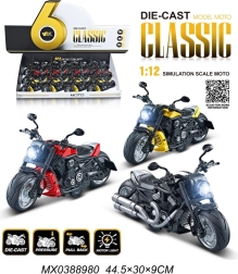 Metalowy model motocykla 1:12 ze światłem i napędem pull-back