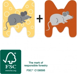 small foot drewniana litera M z myszką