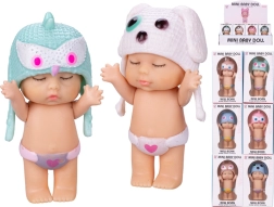 Laleczka niemowlę 8 cm z czapeczką zwierzątka, 12 wariantów