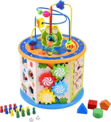 Drewniana edukacyjna kostka 8w1