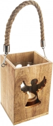 Drewniany lampion z aniołem MANGO 20,5 cm