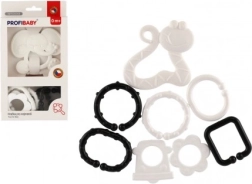 Gryzak zwierzątko z zawieszkami czarno-białe