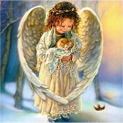 Mozaika diamentowa - aniołek z kotkiem