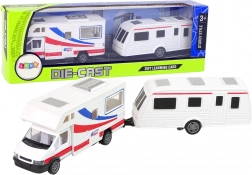 Zestaw aut Karawan i Przyczepa kempingowa z metalowymi elementami