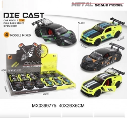 Metalowy samochodzik wyścigowy 1:36 z otwieranymi drzwiami i napędem pull-back