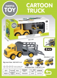 zestaw pojazdów z lawetą i budowlanymi autkami