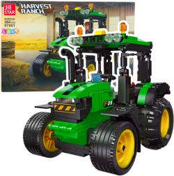 Klocki traktor – zielono‑czarny model, 304 elementy
