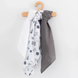 Muślinowe pieluszki dla chłopców 60 × 80 cm, zestaw 3 szt.