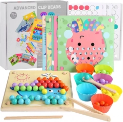 Mozaika Montessori z drewnianymi kuleczkami – edukacyjna układanka