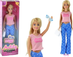 Lalka Anlily z długimi blond włosami i dodatkami – Różowa