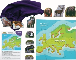 Europa i jej zwierzęta drewniane puzzle