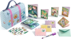 Listowna walizeczka dla dzieci Djeco – niebieski zestaw z naklejkami i przyborami do pisania