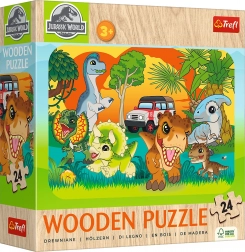 Drewniane puzzle JURSKI ŚWIAT – Poznaj dinozaury, 24 elementy