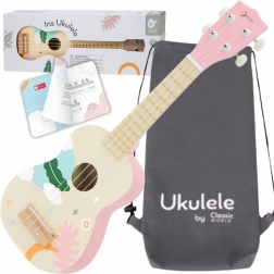 dziecięce drewniane ukulele Classic World różowe