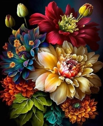 Malowanie diamentowe bukiet z piwoniami 30 × 40 cm