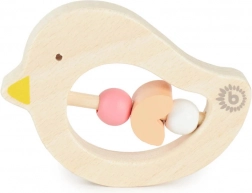 Bieco drewniany gryzak z różowymi koralikami – ptaszek