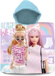 Dziecięce ponczo kąpielowe z kapturem BARBIE z bawełny