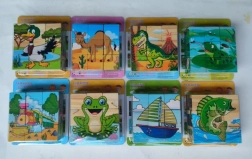 Drewniane obrazkowe kostki 10x10 cm