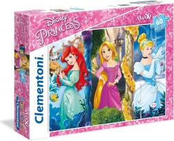 Puzzle Disney księżniczki: Ariel, Roszpunka i Kopciuszek MAXI 60 elementów