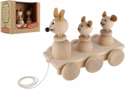Drewniana zabawka do ciągnięcia Trzy Myszy