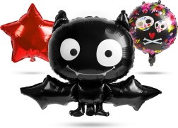 Zestaw halloweenowych foliowych balonów nietoperzy – 5 sztuk