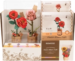 Wyświetlacz z czerwoną kamelią i różową różą