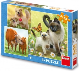 dziecięce puzzle rodzinka zwierzątek 3×55 elementów