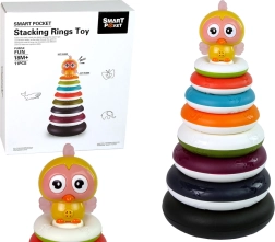 Kolorowa piramida do układania z pierścieniami i kaczuszką
