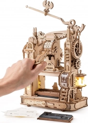 Robotime ROKR świecące drewniane puzzle 3D – klasyczna prasa drukarska (303 elementy)