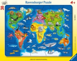 Ravensburger puzzle mapa świata zwierząt
