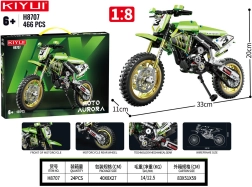 Klocki konstrukcyjne – zielony motocykl, 466 elementów