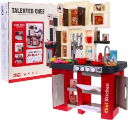 interaktywna dziecięca kuchnia z kranem wodnym, światłami i dźwiękami, 58 elementów