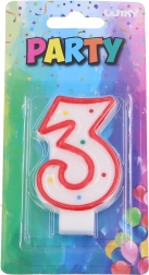Imprezowa świeczka cyfra 3 czerwona