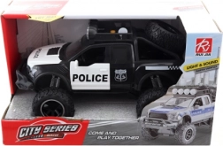 Policyjny samochód z bateriami i mechanizmem bezwładnościowym