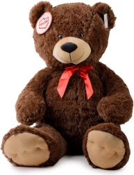 Pluszowy miś ciemnobrązowy z czerwoną kokardą 100 cm