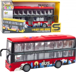 Miejski autobus piętrowy 1:16 z napędem frykcyjnym, światłami i dźwiękami – czerwony