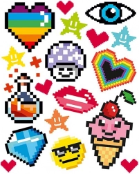 naprasowanki z motywami pikselowymi – 2 duże arkusze