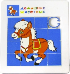Układanka logiczna przesuwana konik lub kogut 5 × 5 cm plastik - 1 sztuka
