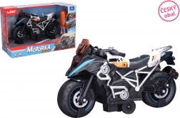 Motocykl do skręcania z efektami, biały 20 cm – opakowanie czeskie