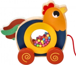 Drewniana zabawka do ciągnięcia Kogucik Kukuryku