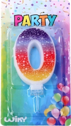 Świeczka urodzinowa z numerem 0 i gwiazdkami