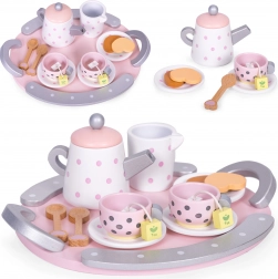 Drewniany zestaw do herbaty filiżanki dzbanek 15 sztuk ECOTOYS