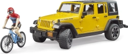 Bruder Jeep Wrangler Rubicon z kolarzem i rowerem