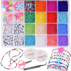 Zestaw koralików do bransoletek i biżuterii dla dzieci – kreatywne DIY pudełko